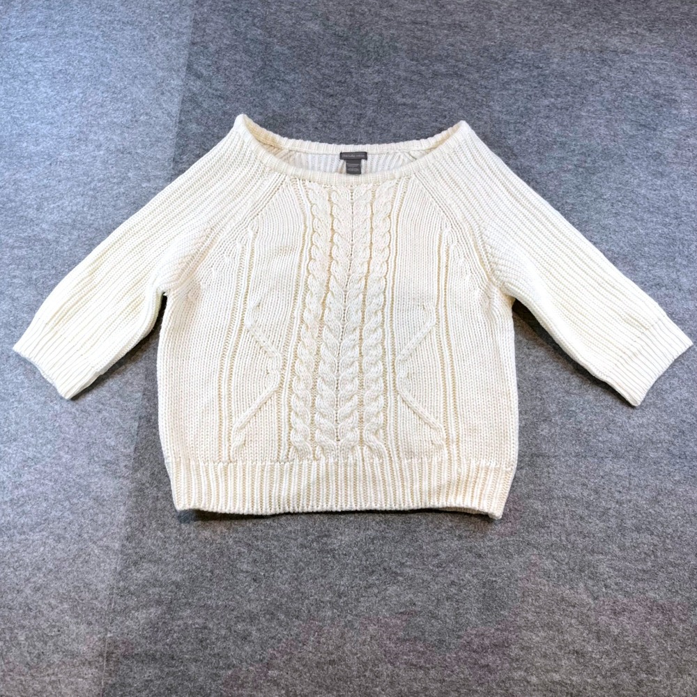 Charlotte Russe Womens Cable Knit Sweater Cream Coquette Coastal Grandma‎ Large